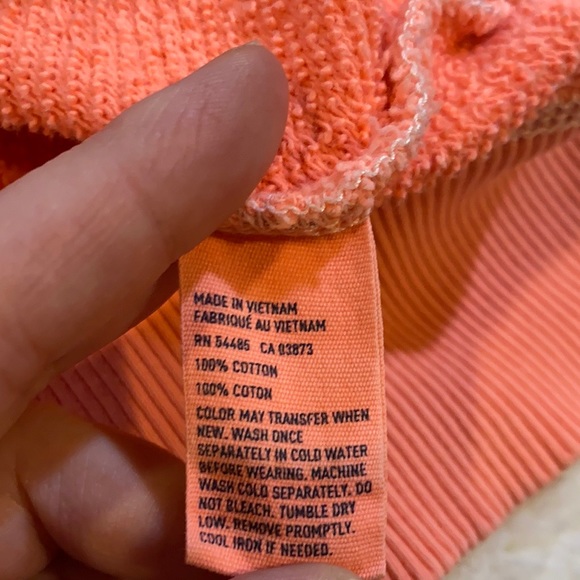 American Eagle half lace front pullover hoodie. Coral, large. - Picture 3 of 7